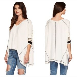 Free People Size Large Lovin Leopard Oversized Waffle Thermal Top SZ L